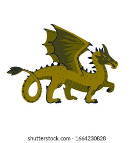 Magical creatures set. Mythological animal - dragon. Flat style vector illustration isolated on white background