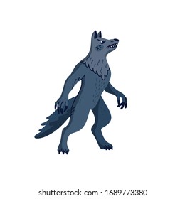 Magical creatures set. Mythological animal - werewolf. Flat style vector illustration isolated on white background