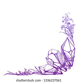 Magical crystal frame with plants вусщк
