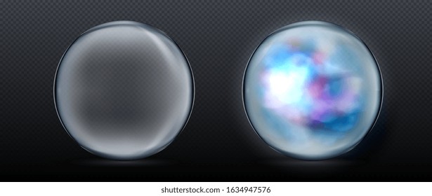 Magical crystal orbs. Glowing magic ball. Vector illustration