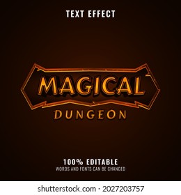 Magical Dungeon Fantasy Golden Rpg Game Logo Title Text Effect