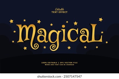 Magical Editable Text Effect style 3d luxury gold with star element
