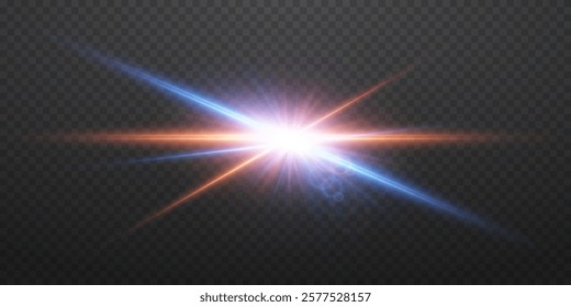 The magical effect of a flash and explosion of stars and sparks.