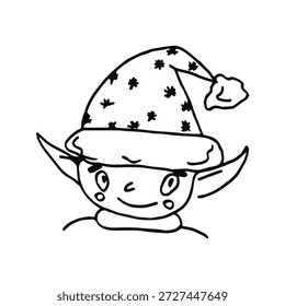elfo mágico em um esboço cap