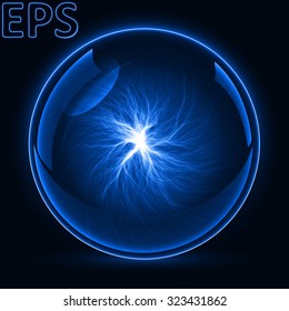 magical energy ball. energy veins from center to outside. blue version.