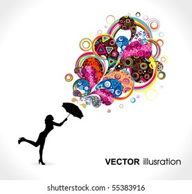 Magical energy young woman