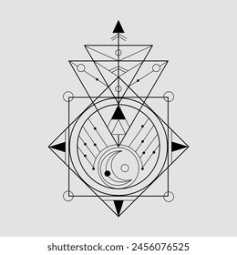 Magical Esoteric Symbol Triangle Seal of Fortune Wealth Tattoo Sketch