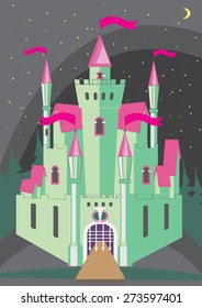 Magical fabulous cartoon castle