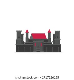 Magical fabulous cartoon castle. Vector flat illustrations