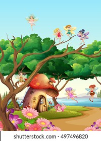 Magical fairies in forest
