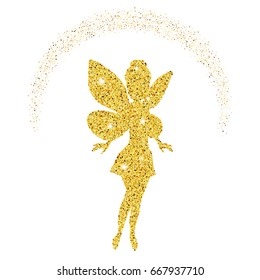 Magical fairy with dust glitters on white background.