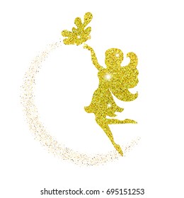 Magical fairy with dust glitters on white background.