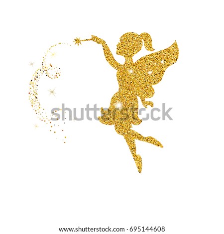 Magical fairy with dust glitters on white background.
