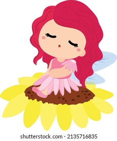 Magical Fairy with Wings Cartoon Vector