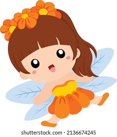 Magical Fairy with Wings Cartoon Vector