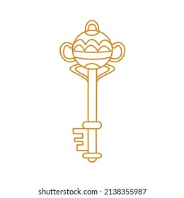 Magical fantasy key Outline vector illustration