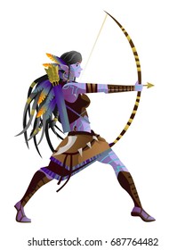 magical fantasy wild dark elf huntress