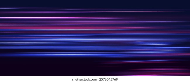 Magical fast-moving lines with laser beams and particle motion effects, glowing neon red and blue lights, abstract lens flares, and sparkling beams create a dynamic sense of acceleration and energy.