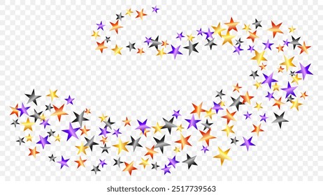 Explosión festiva mágica, volando, estrella de brillo caída rodeada de Vector. línea de remolino aislada. celebración