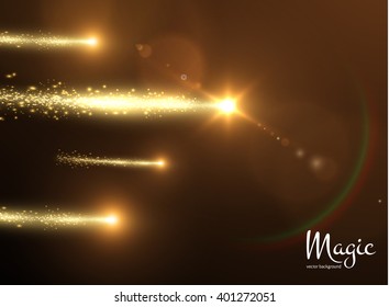 Magical fireballs with dust trail vector background. Vector eps10.