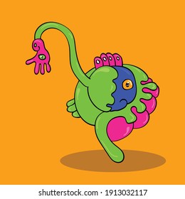 magical fish swan morph doodle illustration