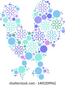 Magical floral circle animals in blue, green and purple colors is perfect for your party invites, crafts, nursery illustration, fashion, t-shirts, web, stationary, card making projects, design project