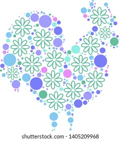 Magical floral circle animals in blue, green and purple colors is perfect for your party invites, crafts, nursery illustration, fashion, t-shirts, web, stationary, card making projects, design project