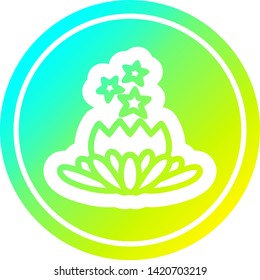 icono circular de flor mágica con acabado gradiente fresco