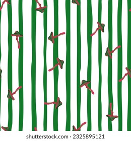 Magical fly agaric wallpaper. Fairytail mushrooms Seamless pattern. For fabric design, textile print, wrapping paper, cover. Vector illustration