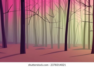Magical Forest Cartoon Background. Kids Story Book illustration, Vector Style Illustration, 2d Digital Illustration