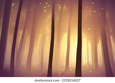 Magical Forest Cartoon Background. Kids Story Book illustration, Vector Style Illustration, 2d Digital Illustration