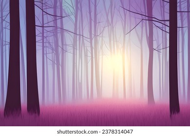 Magical Forest Cartoon Background. Kids Story Book illustration, Vector Style Illustration, 2d Digital Illustration