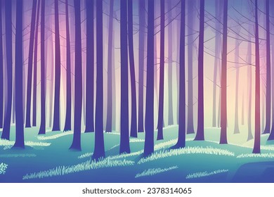 Magical Forest Cartoon Background. Kids Story Book illustration, Vector Style Illustration, 2d Digital Illustration