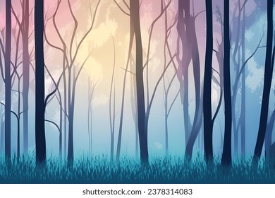 Magical Forest Cartoon Background. Kids Story Book illustration, Vector Style Illustration, 2d Digital Illustration