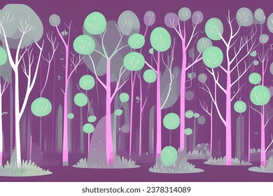 Magical Forest Cartoon Background. Kids Story Book illustration, Vector Style Illustration, 2d Digital Illustration