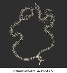 magical forest elements. images of a snake, night moth, fly agaric mushrooms, plant and space elements. Ideal for printing on fabric or clothing, wallpaper and wrapping paper