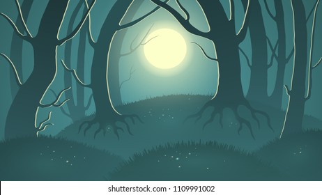 magical forest at night