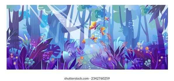 Magical forest, Vector fairy tale background