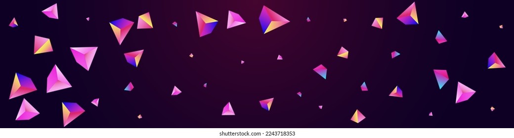 Magical Geometric Vector Panoramic Dark Violet Background. Digital Creative Tetrahedron Certificate. Bright Modern Pyramid Pattern. Unicorn Stone Flow Template.