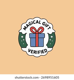 Ilustración vectorial plana de la insignia verificada del regalo mágico