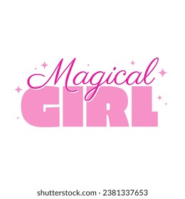 Magical girl princess text typography icon label design vector