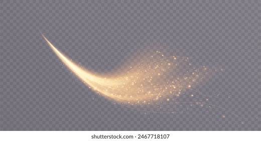 Brillo mágico. El efecto de luz brilla en un camino curvo, brillando con un brillo mágico brillante con textura. Onda brillante de polvo de estrellas, brillante destello mágico de luz de estrellas, conjunto aislado para Vector Illustrati