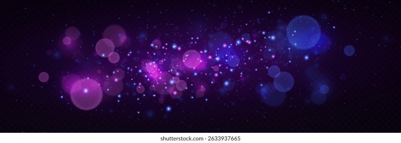 Magical glowing bokeh particles with bright lights.