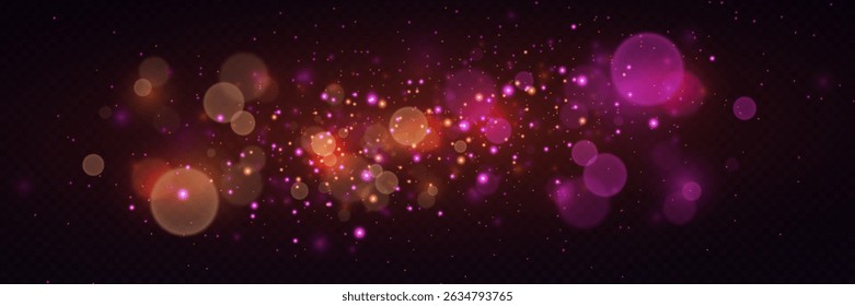 Magical glowing bokeh particles with bright lights.