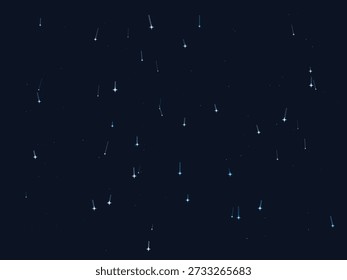 Magische leuchtende Regentropfen, die gegen einen dunklen Nachthimmel mit einer mystischen, ätherischen Atmosphäre fallen und ein Gefühl von Wunder und Fantasie hervorrufen