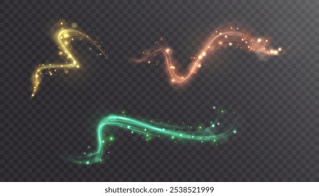 Magical golden shimmer effect for web design and fabulous user interface. Bright Twirl. Vector	
