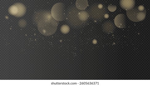 Magical golden wind festive isolated on transparent background. comet with sparkling stars . Powder dust light . Magical shining gold dust. Small shiny dust particles bokeh dust particles. PNG