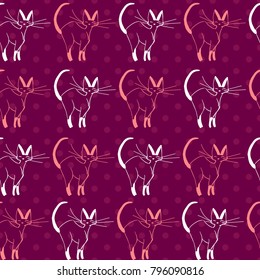 Magical hand drawn cats design seamless pattern vector for prints on paper, fabric or objects