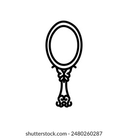 Magical Hand Mirror Outline Icon, Vector illustration