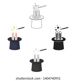 Magical hat icon in cartoon,black style isolated on white background. Circus symbol stock vector illustration.